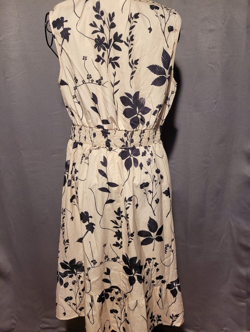 Womens Creme Dress With Black Floral Print - Picture 3 of 5